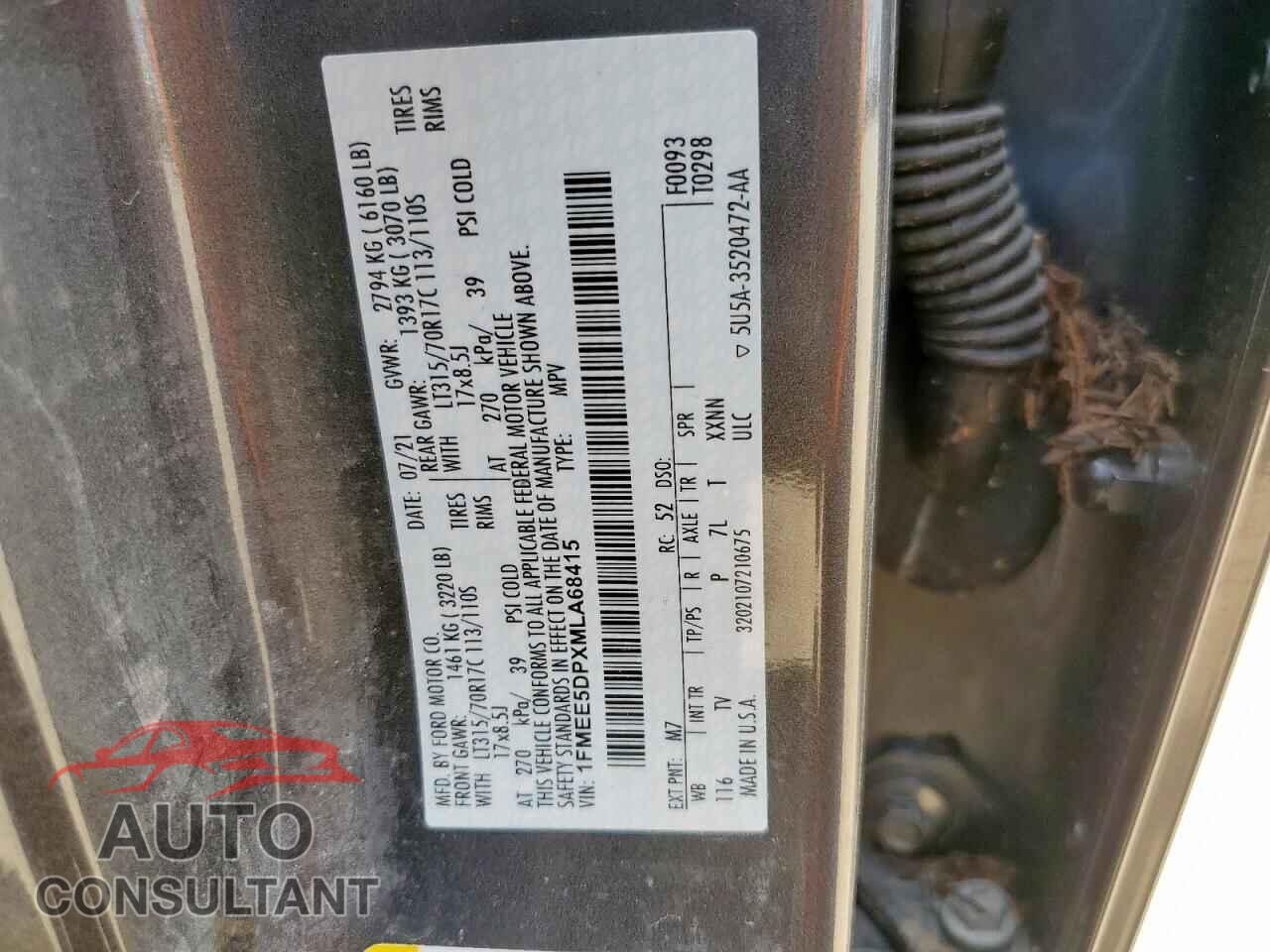 FORD BRONCO 2021 - 1FMEE5DPXMLA68415
