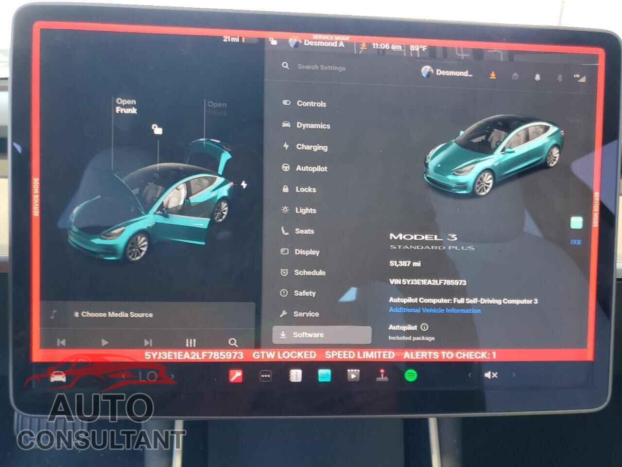 TESLA MODEL 3 2020 - 5YJ3E1EA2LF785973