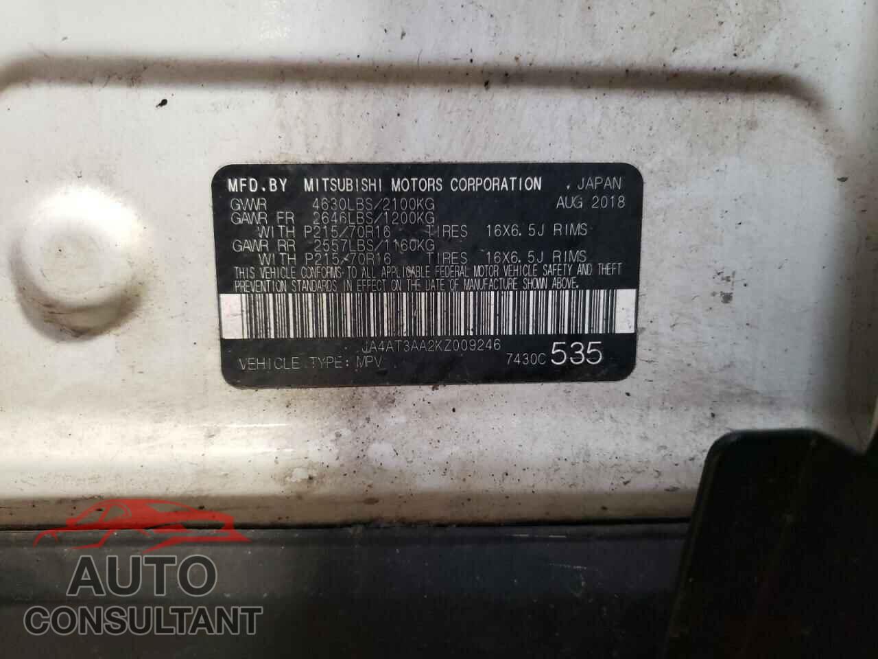 MITSUBISHI ECLIPSE 2019 - JA4AT3AA2KZ009246