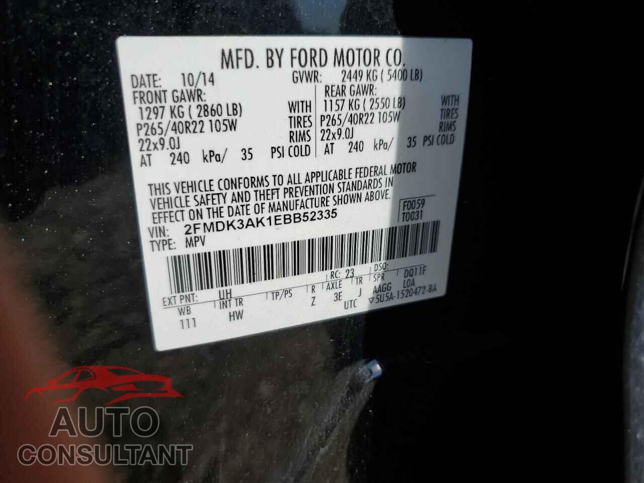 FORD EDGE 2014 - 2FMDK3AK1EBB52335