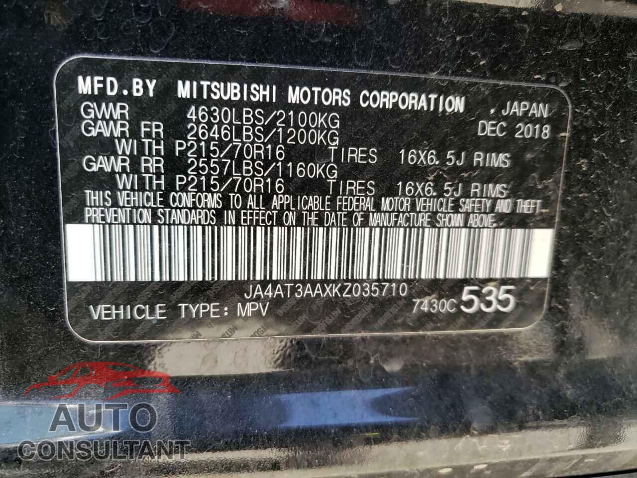 MITSUBISHI ECLIPSE 2019 - JA4AT3AAXKZ035710