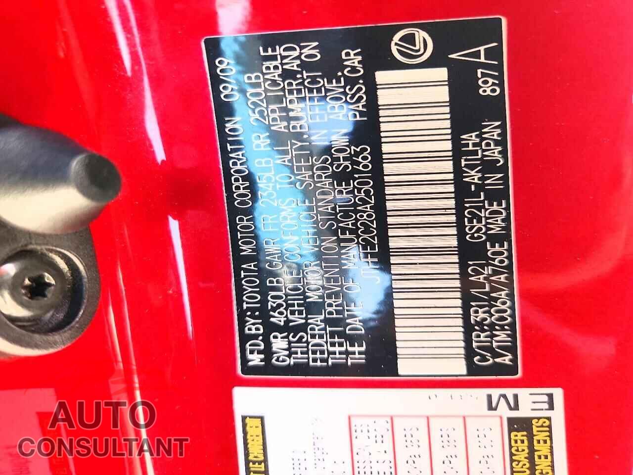LEXUS IS 2010 - JTHFE2C28A2501663