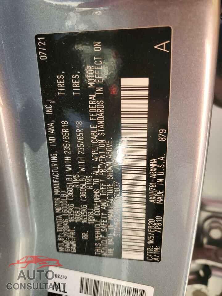 TOYOTA HIGHLANDER 2021 - 5TDHBRCH4MS060837