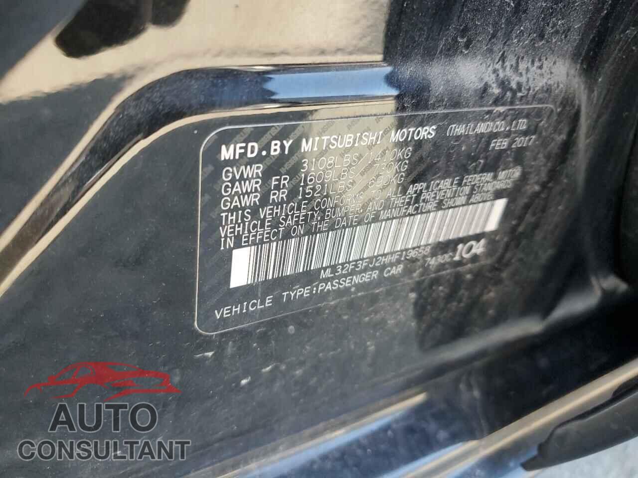 MITSUBISHI MIRAGE 2017 - ML32F3FJ2HHF19658
