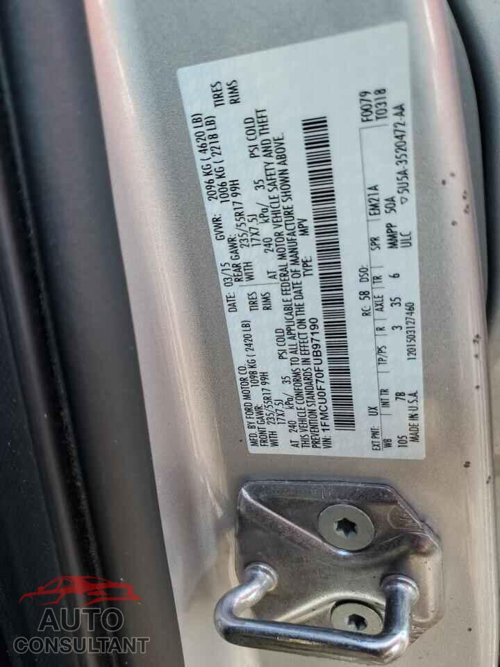 FORD ESCAPE 2015 - 1FMCU0F70FUB97190