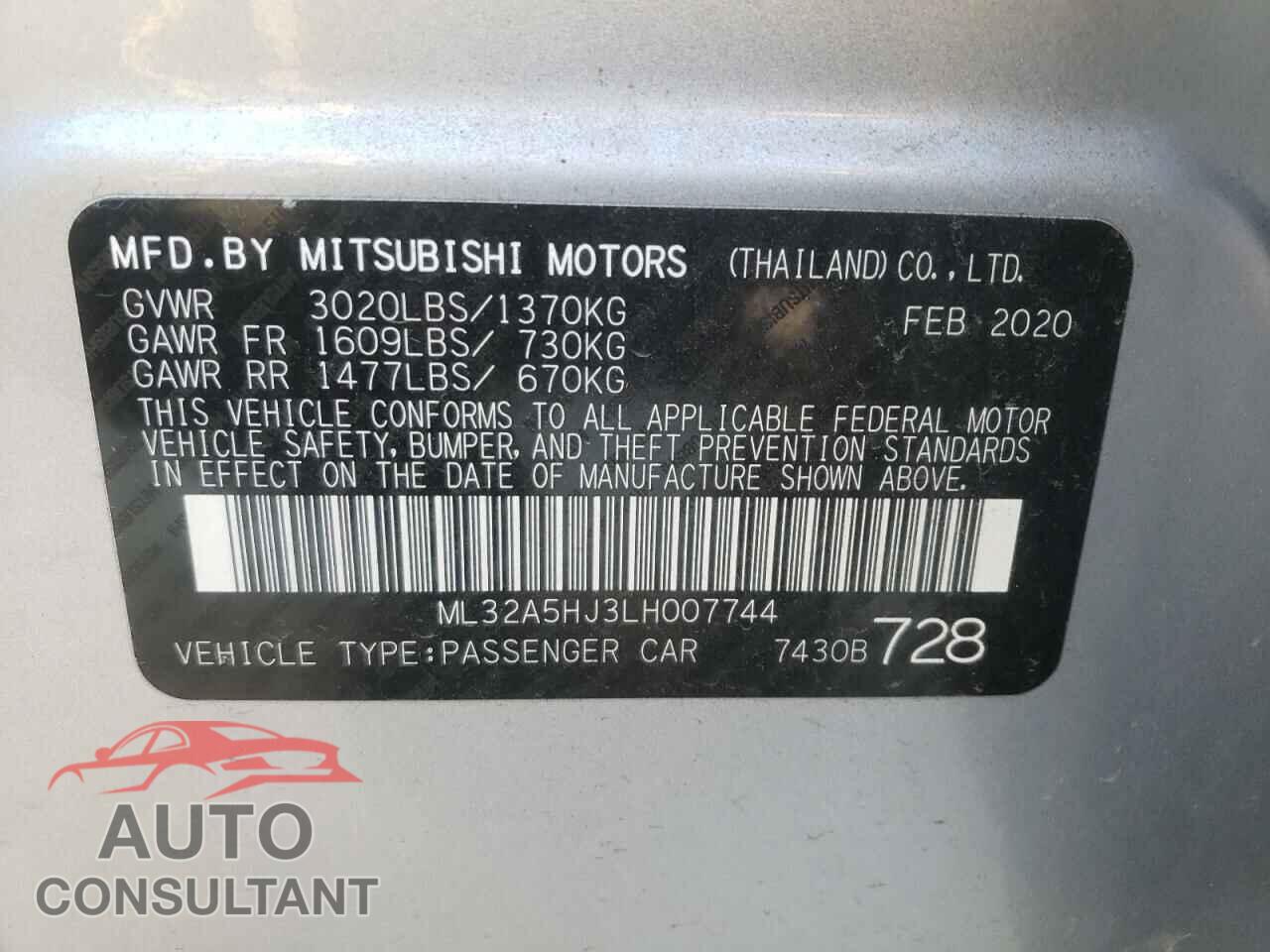 MITSUBISHI MIRAGE LE 2020 - ML32A5HJ3LH007744