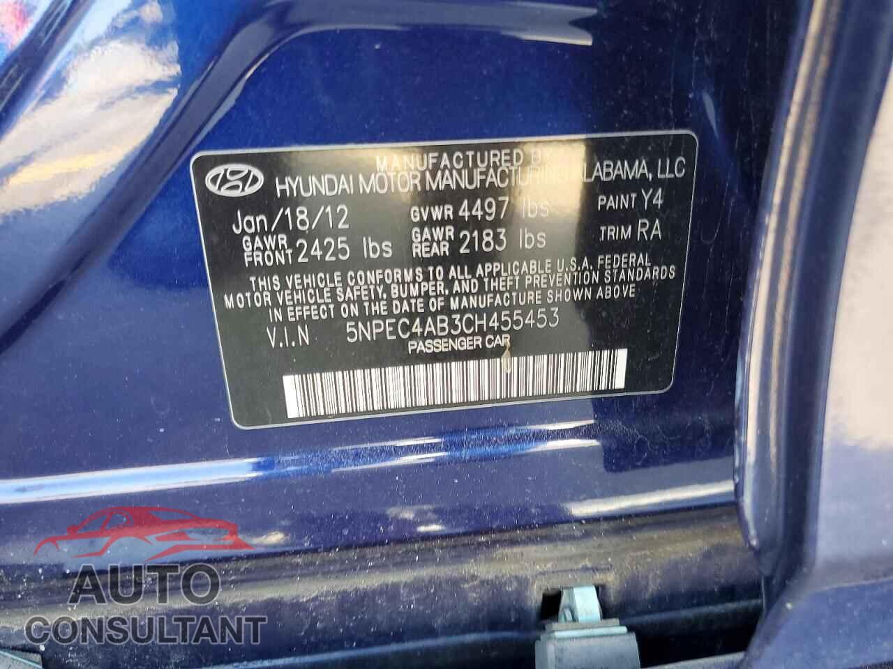HYUNDAI SONATA 2012 - 5NPEC4AB3CH455453