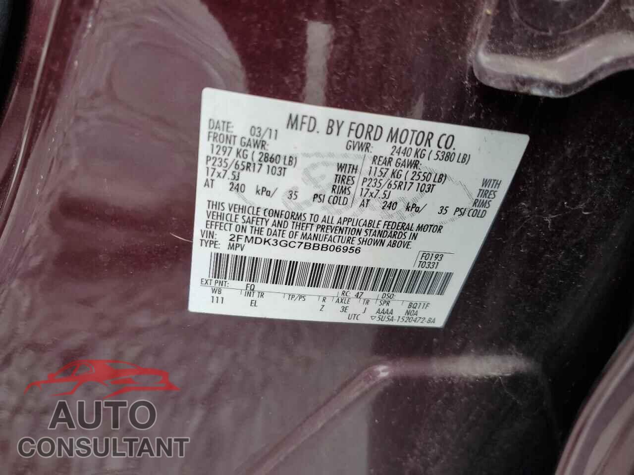 FORD EDGE 2011 - 2FMDK3GC7BBB06956