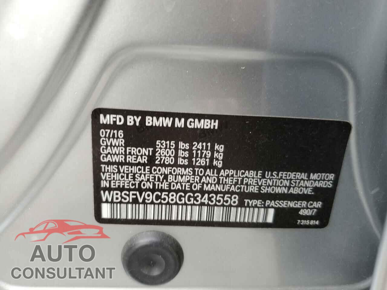 BMW M5 2016 - WBSFV9C58GG343558