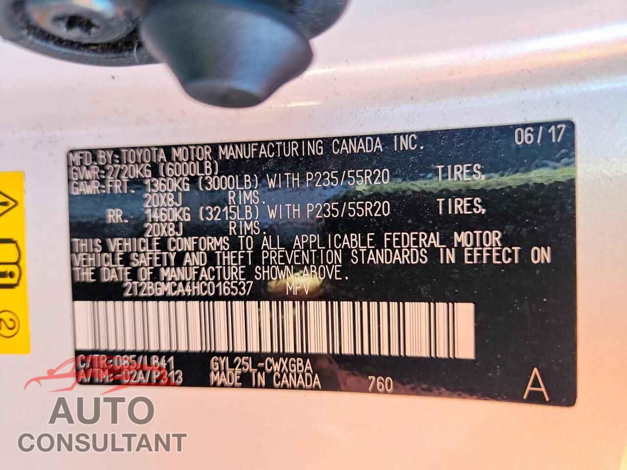LEXUS RX450 2017 - 2T2BGMCA4HC016537