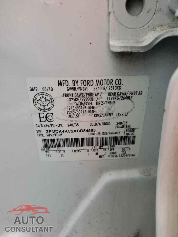 FORD EDGE 2010 - 2FMDK4KC2ABB54585