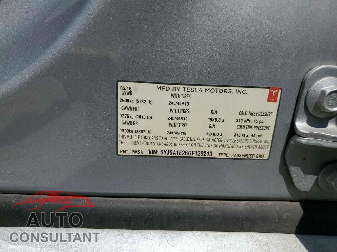TESLA MODEL S 2016 - 5YJSA1E26GF139213