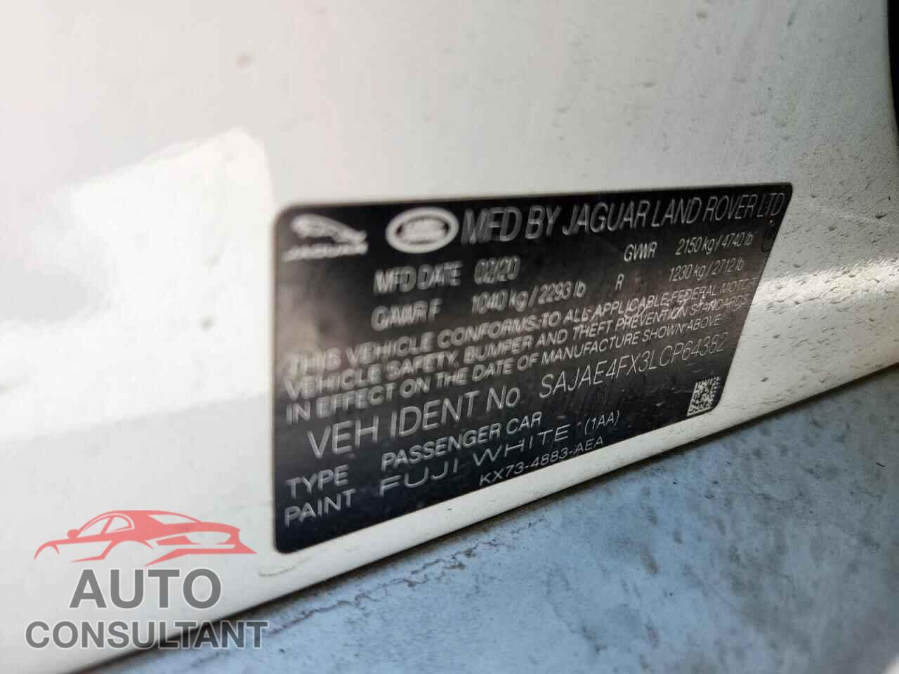 JAGUAR XE 2020 - SAJAE4FX3LCP64382