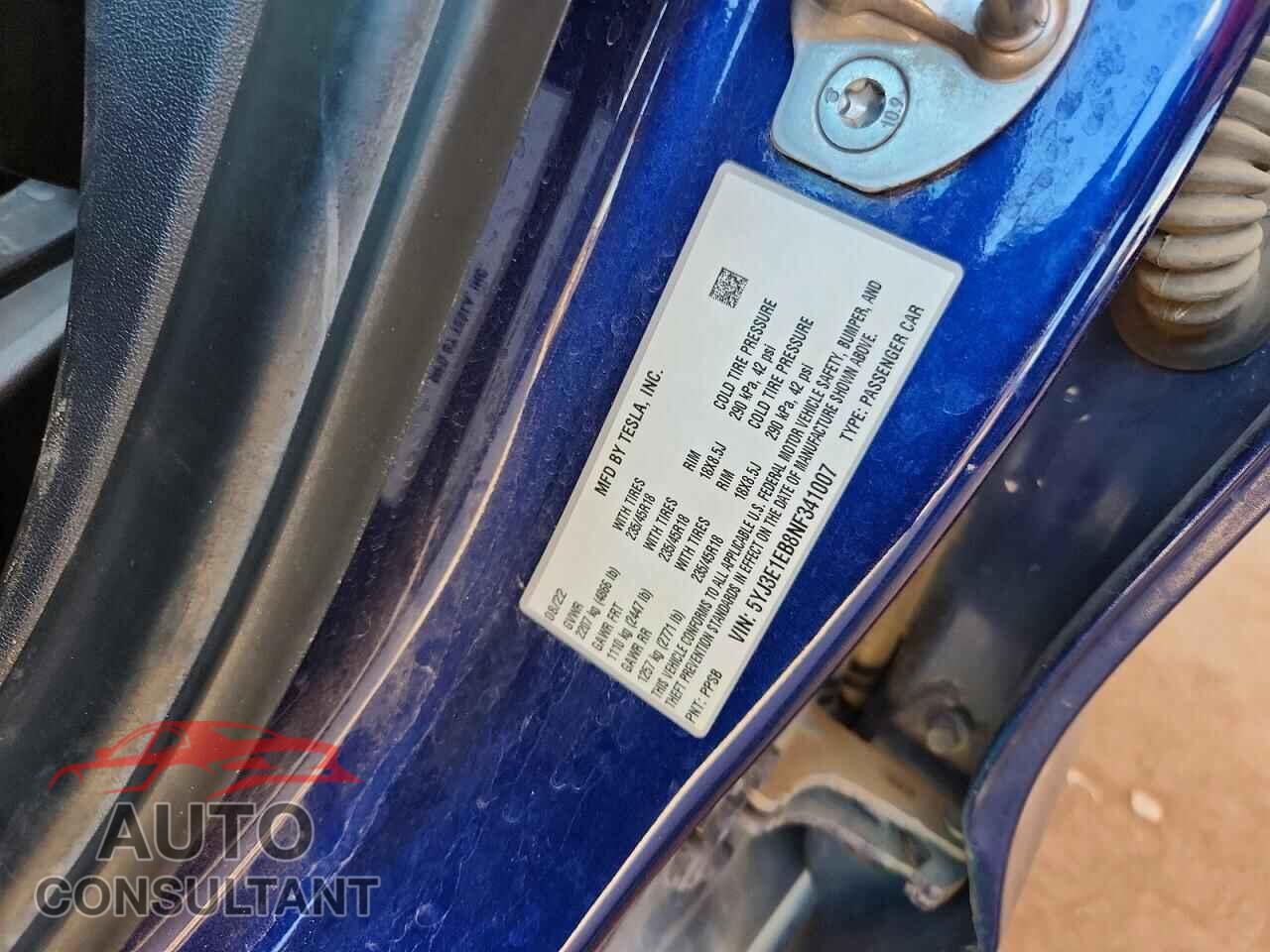 TESLA MODEL 3 2022 - 5YJ3E1EB8NF341007