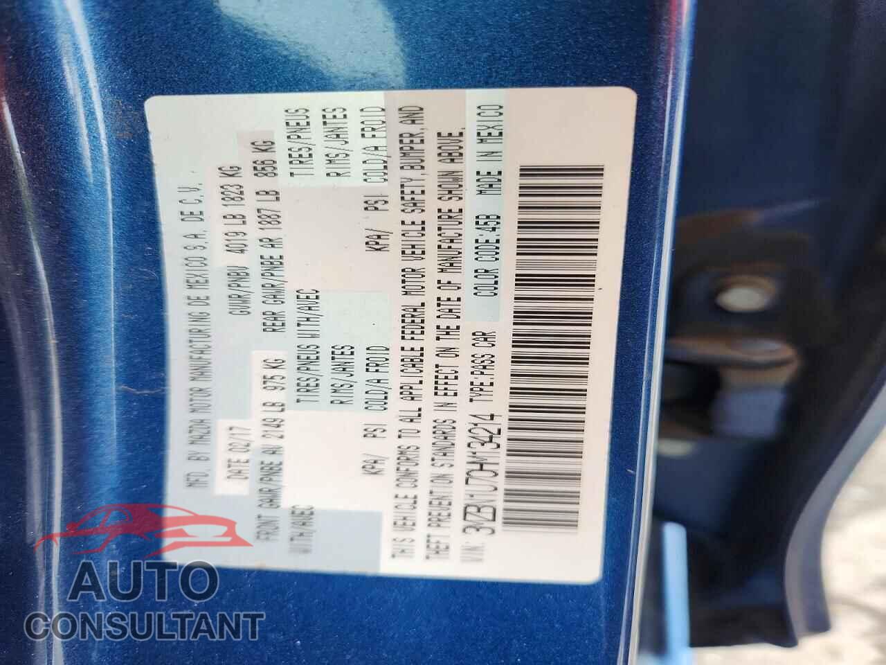 MAZDA 3 2017 - 3MZBN1U70HM134214