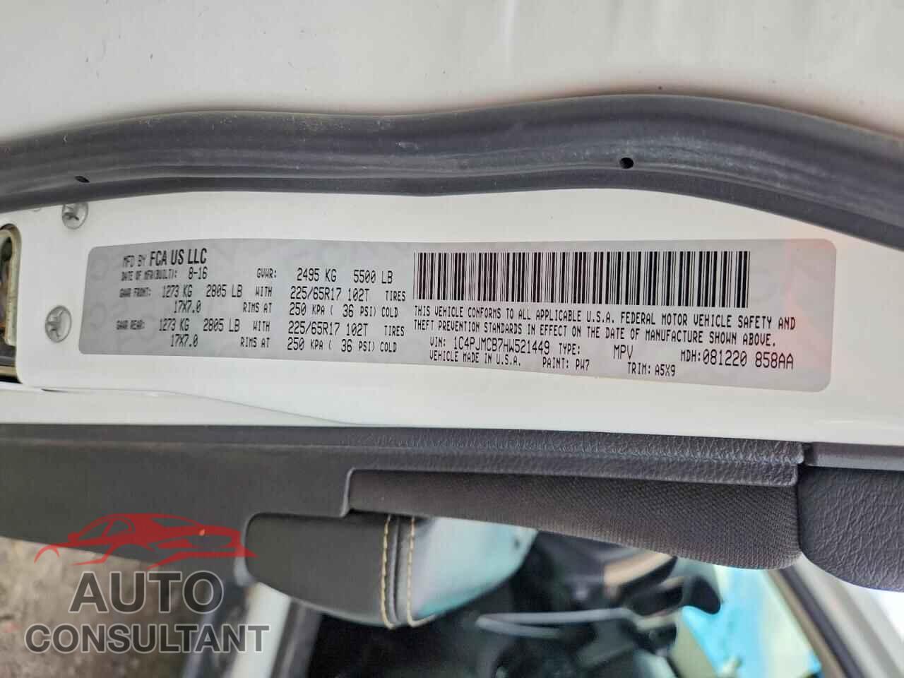 JEEP CHEROKEE 2017 - 1C4PJMCB7HW521449