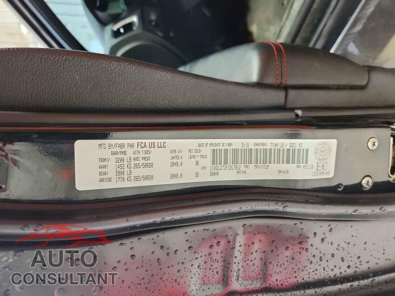 DODGE DURANGO 2015 - 1C4SDJCT2FC817812