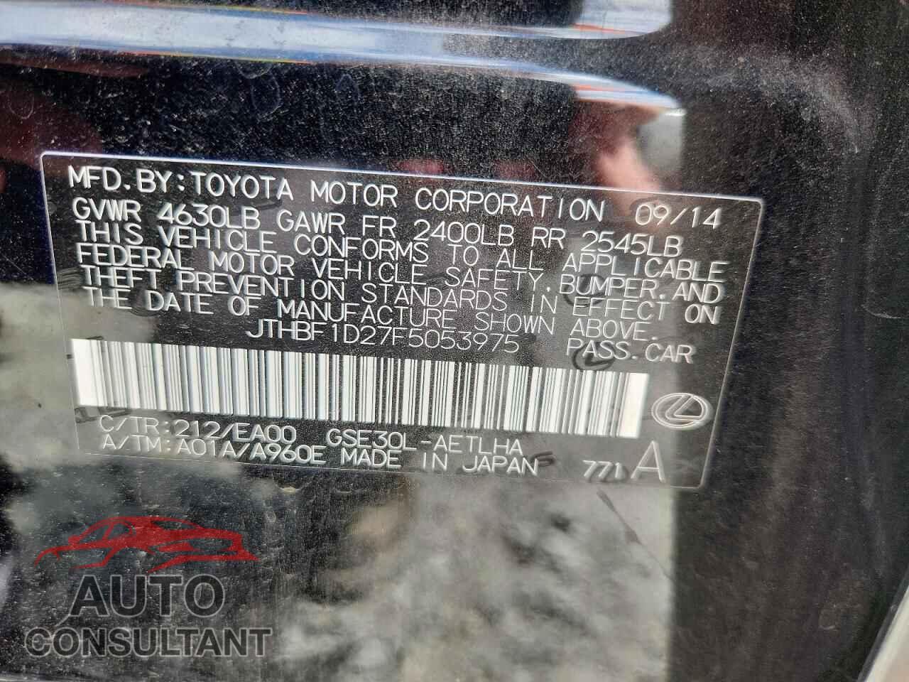 LEXUS IS 2015 - JTHBF1D27F5053975