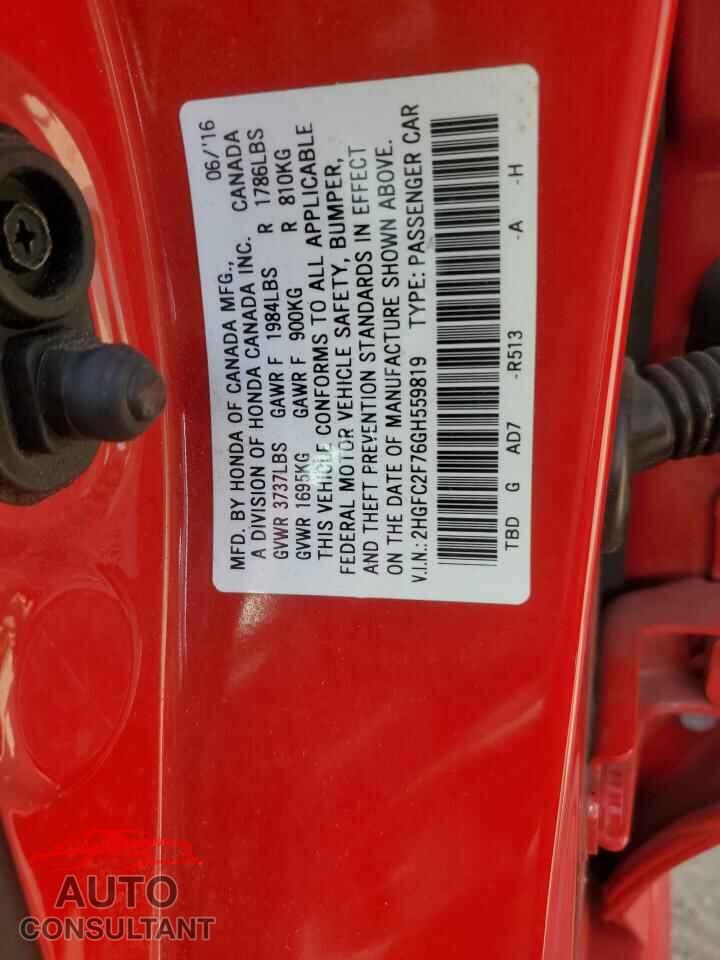 HONDA CIVIC 2016 - 2HGFC2F76GH559819