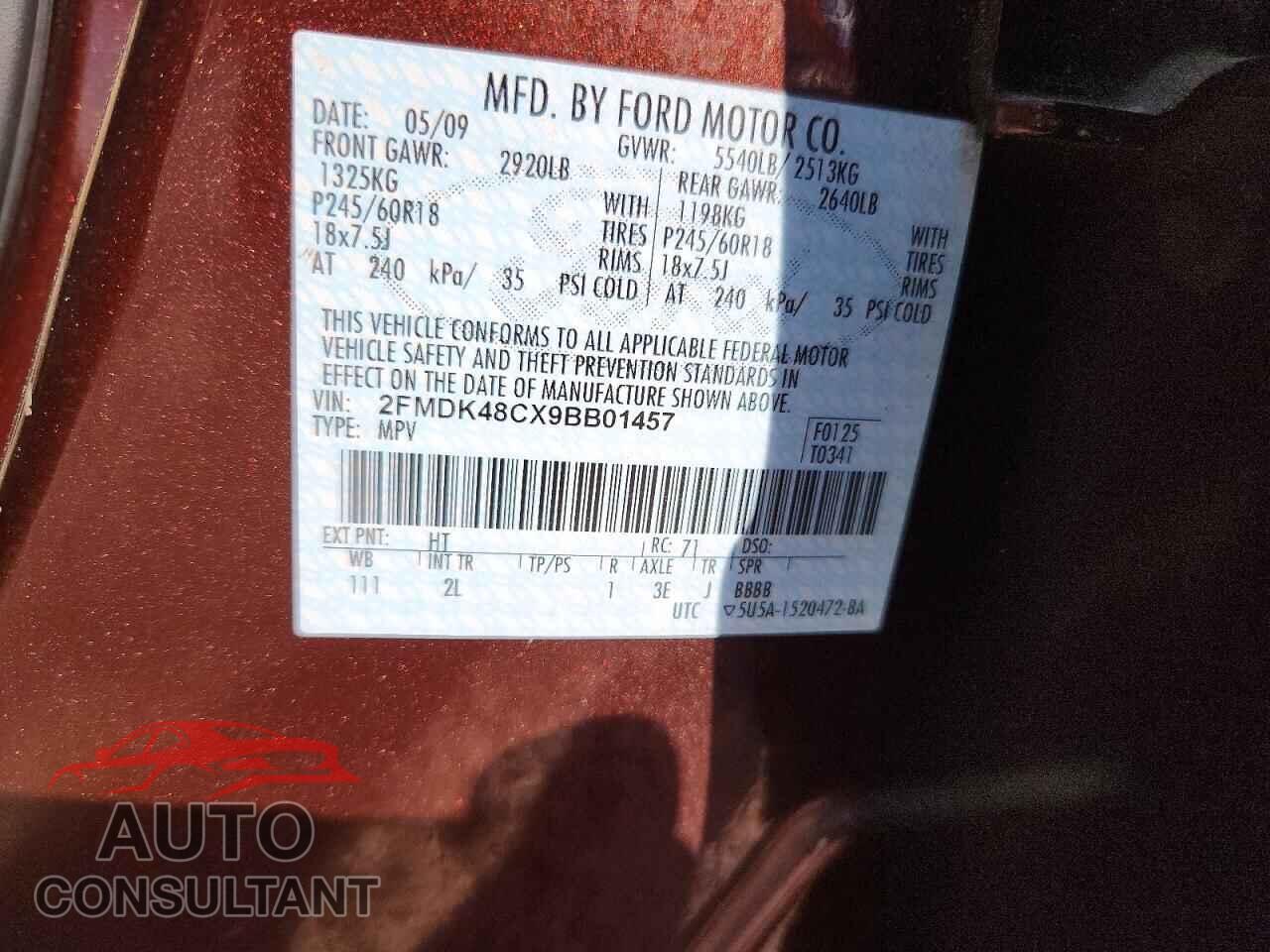 FORD EDGE 2009 - 2FMDK48CX9BB01457