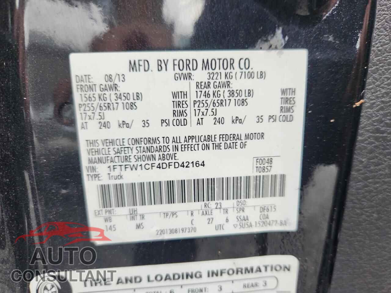FORD F150 2013 - 1FTFW1CF4DFD42164