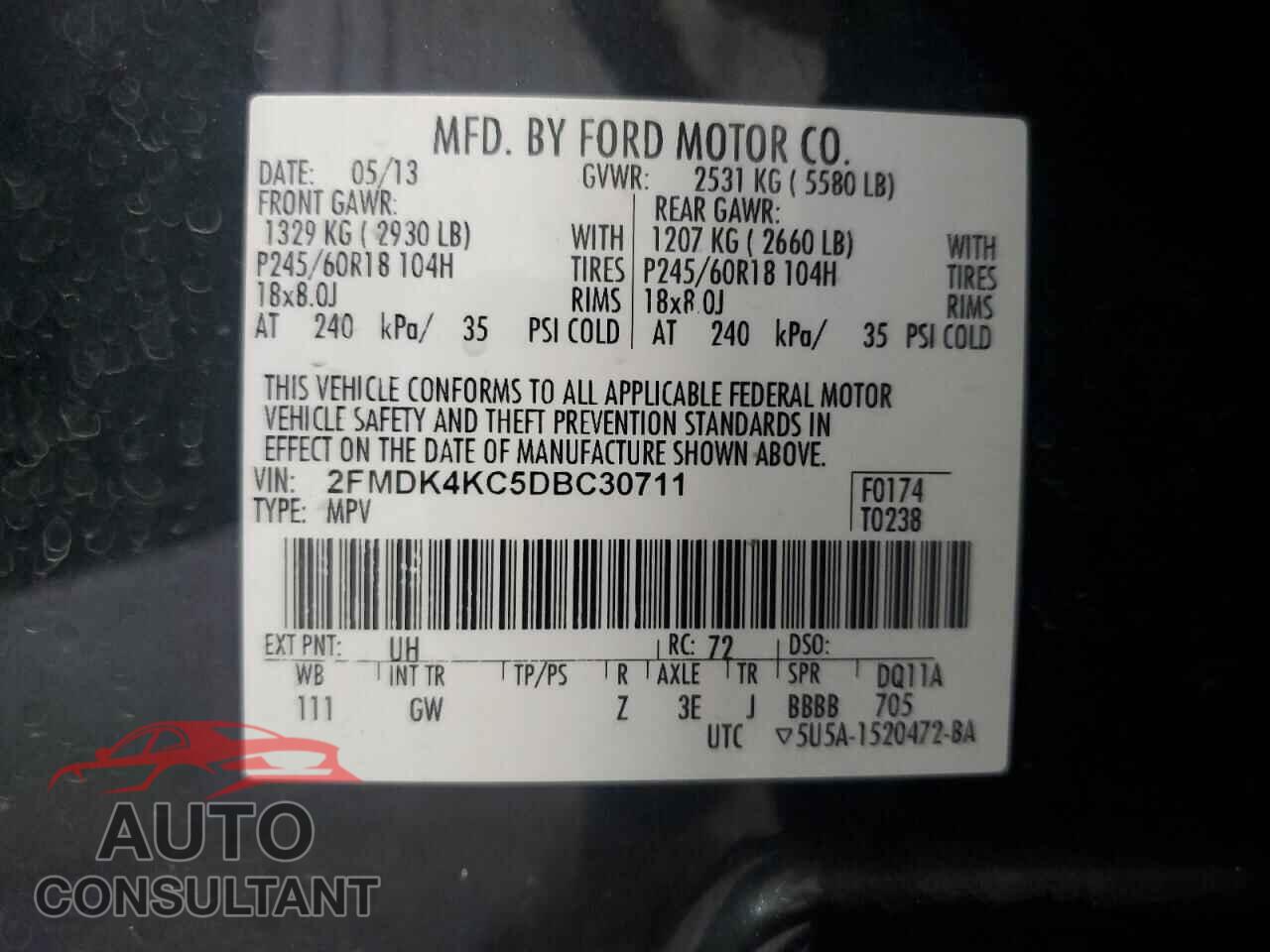 FORD EDGE 2013 - 2FMDK4KC5DBC30711