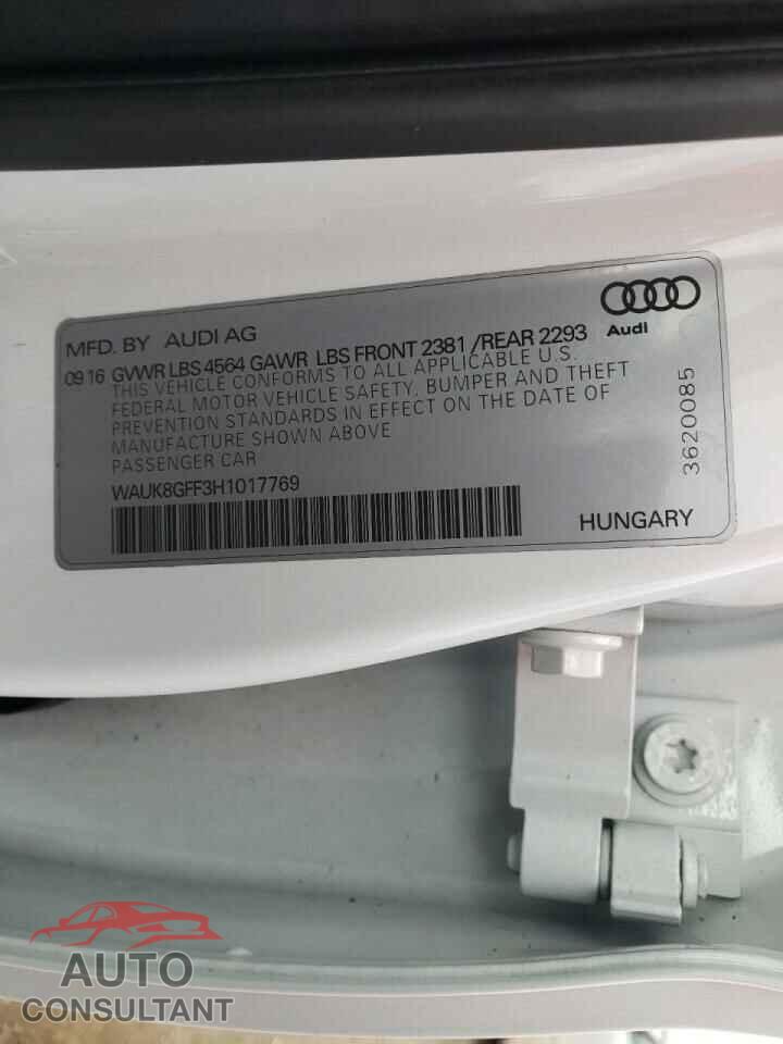 AUDI A3 2017 - WAUK8GFF3H1017769