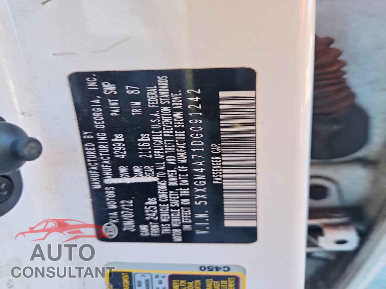 KIA OPTIMA 2013 - 5XXGM4A71DG091242