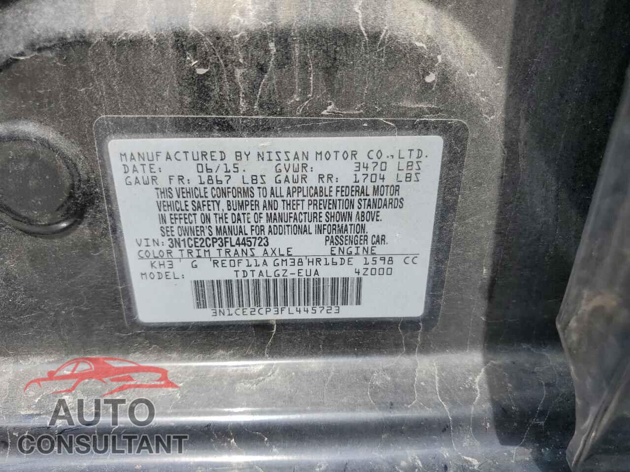 NISSAN VERSA 2015 - 3N1CE2CP3FL445723