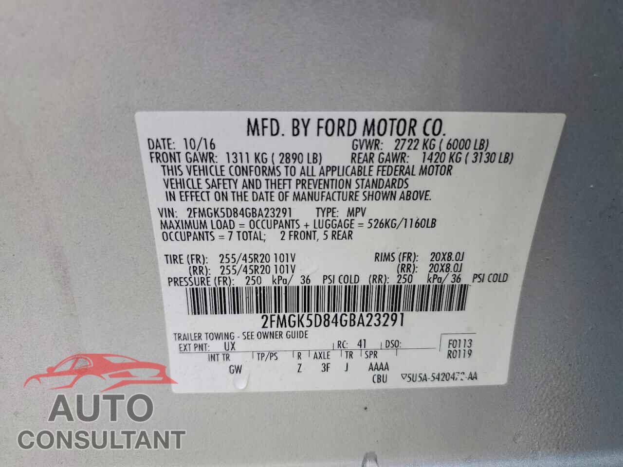 FORD FLEX 2016 - 2FMGK5D84GBA23291