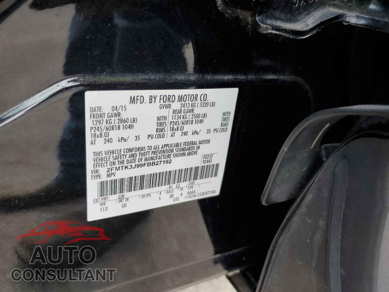 FORD EDGE 2015 - 2FMTK3J99FBB27192