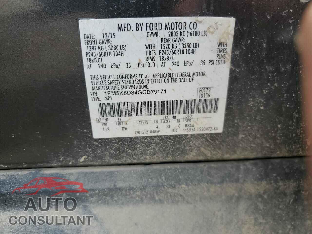FORD EXPLORER 2016 - 1FM5K8D84GGB79171