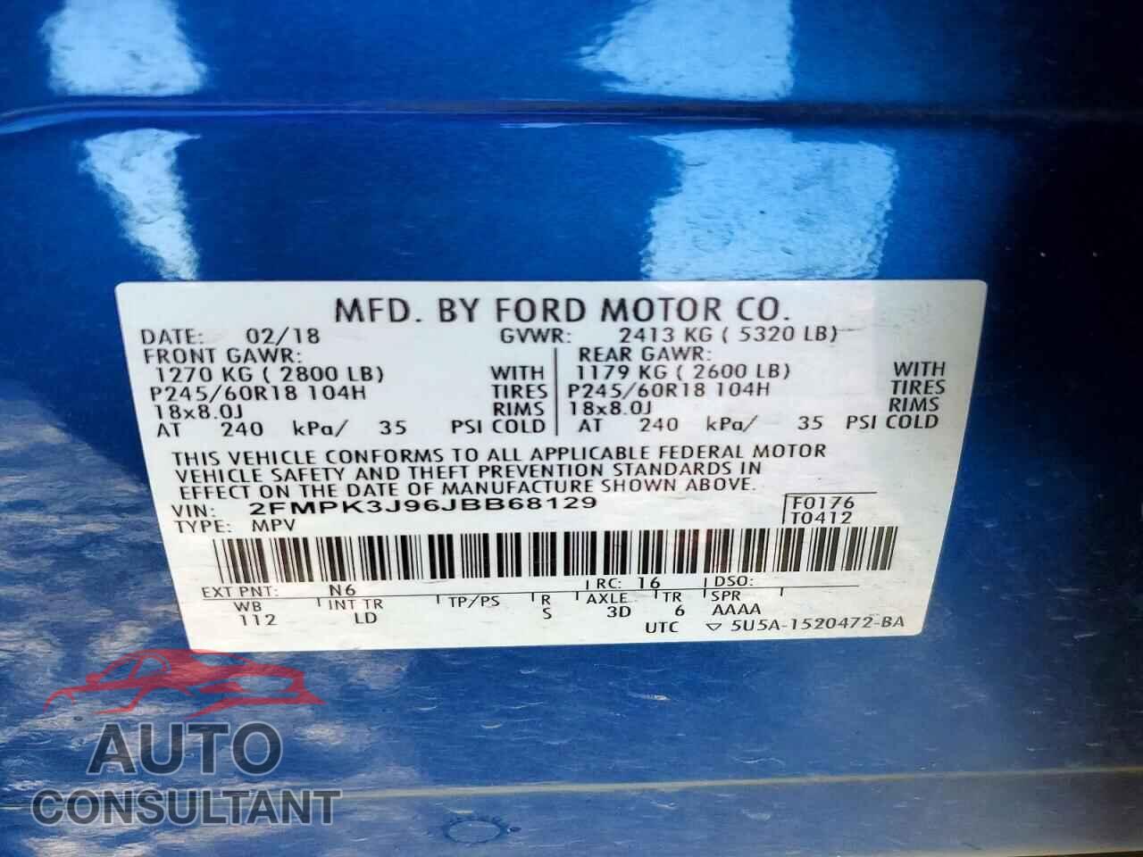 FORD EDGE 2018 - 2FMPK3J96JBB68129