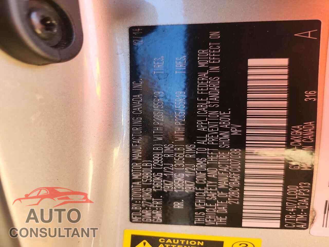 LEXUS RX450 2015 - 2T2BC1BA6FC007038
