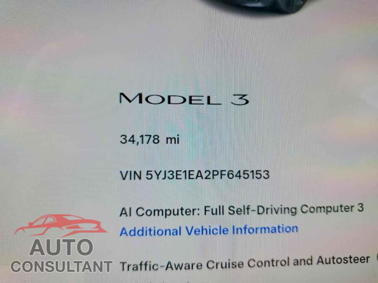 TESLA MODEL 3 2023 - 5YJ3E1EA2PF645153
