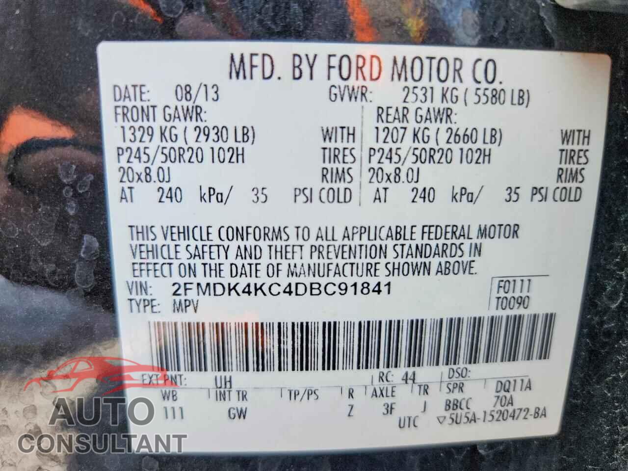 FORD EDGE 2013 - 2FMDK4KC4DBC91841