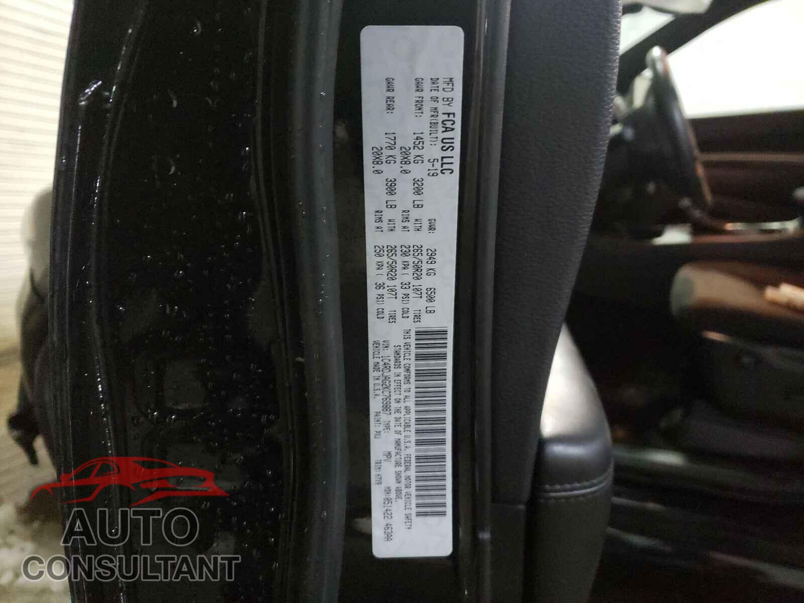 DODGE DURANGO 2019 - 1C4RDJAG2KC769887