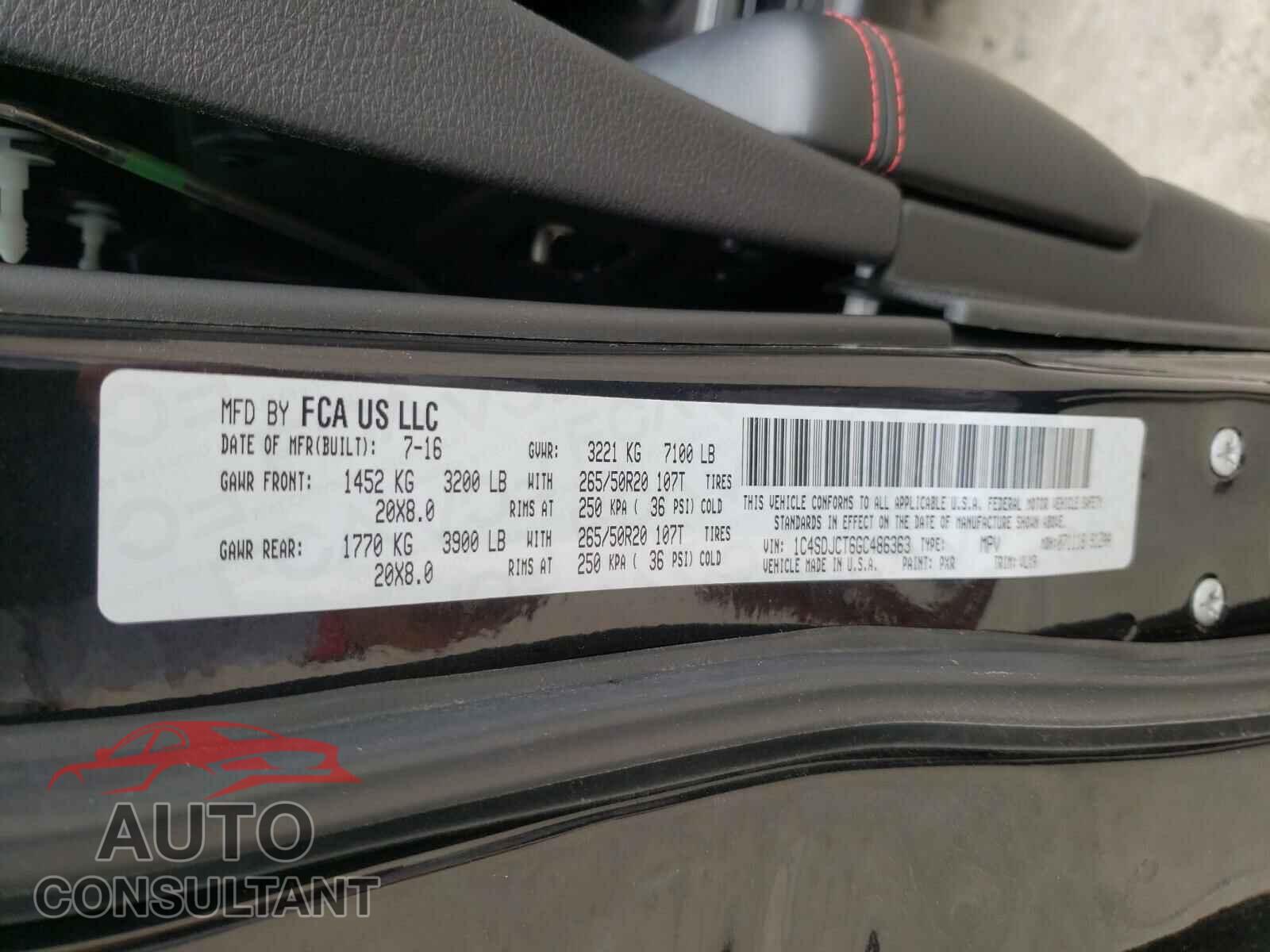 DODGE DURANGO 2016 - 1C4SDJCT6GC486363