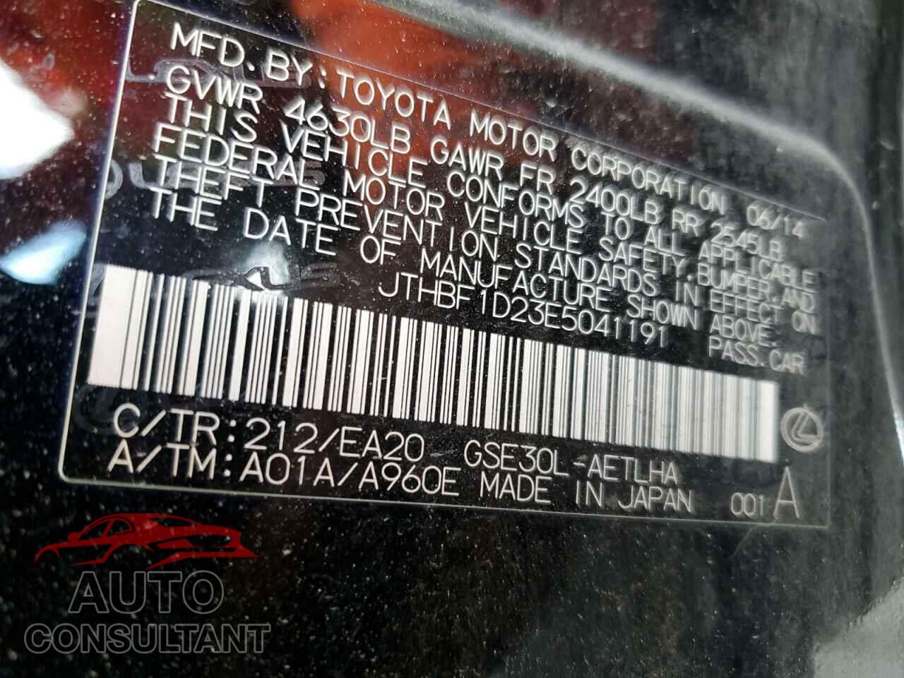 LEXUS IS 2014 - JTHBF1D23E5041191