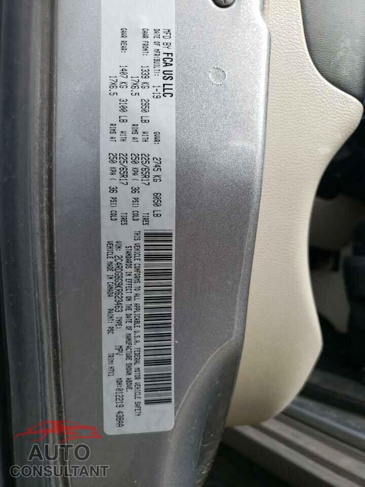 DODGE CARAVAN 2019 - 2C4RDGBG9KR623463