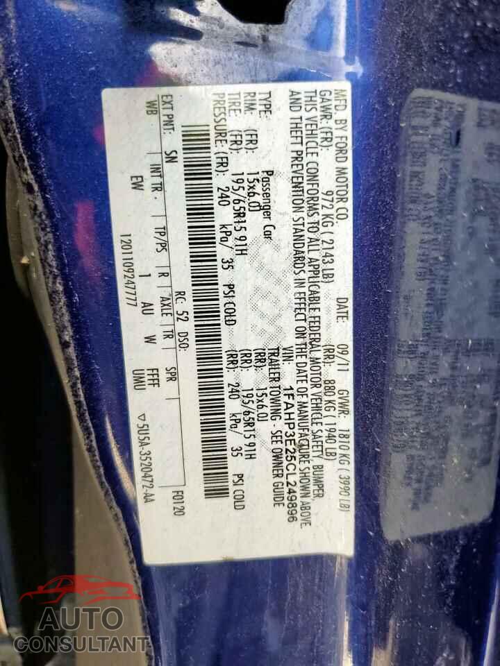 FORD FOCUS 2012 - 1FAHP3E25CL249896