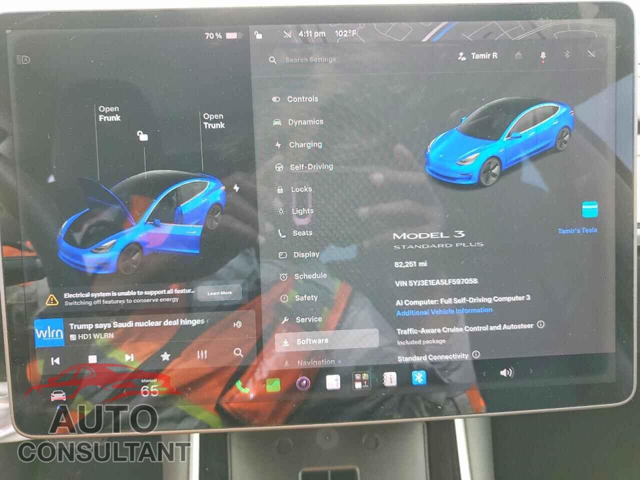 TESLA MODEL 3 2020 - 5YJ3E1EA5LF597058