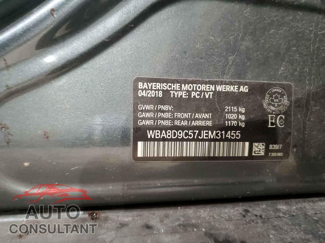 BMW 3 SERIES 2018 - WBA8D9C57JEM31455