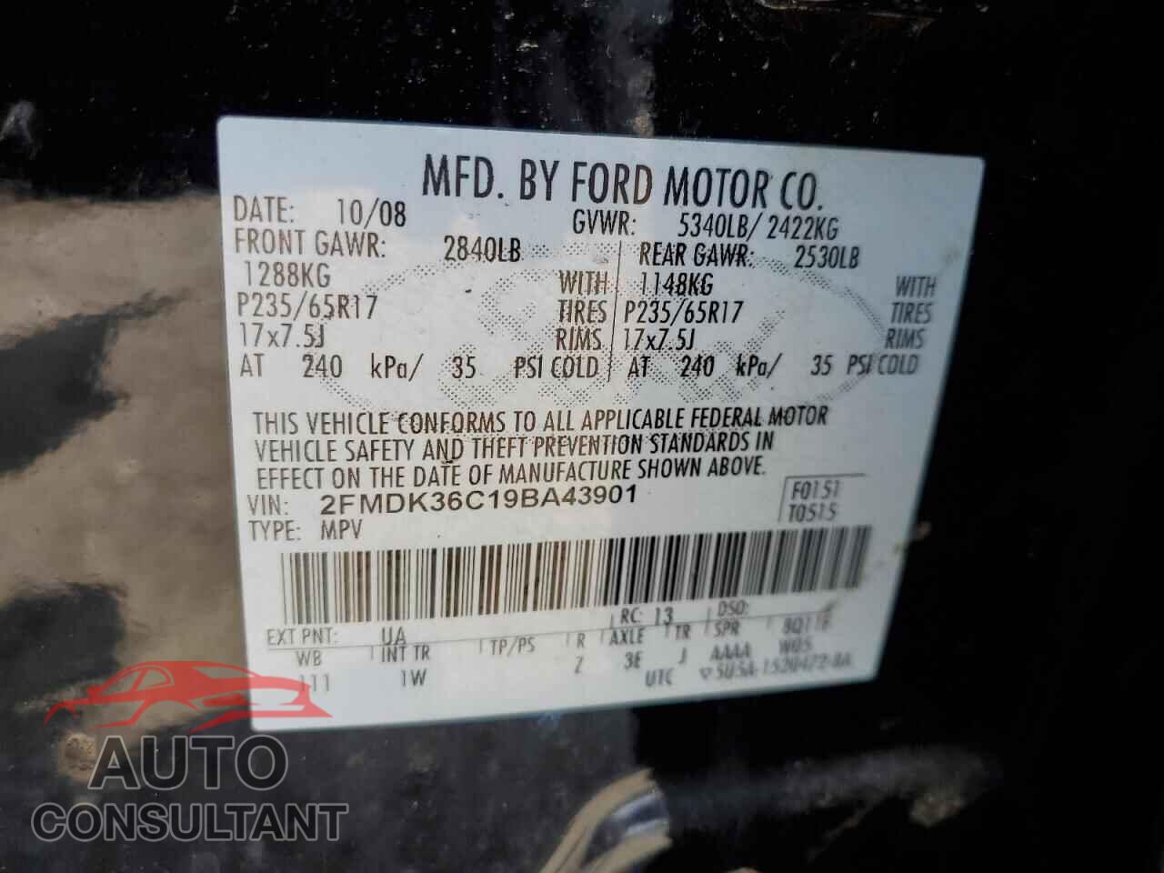 FORD EDGE 2009 - 2FMDK36C19BA43901