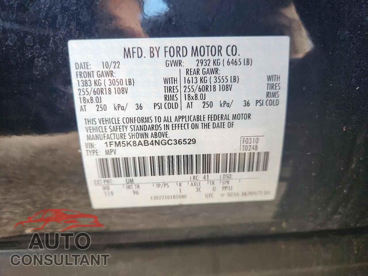 FORD EXPLORER 2022 - 1FM5K8AB4NGC36529