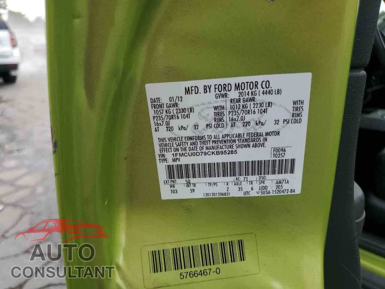 FORD ESCAPE 2012 - 1FMCU0D79CKB95285