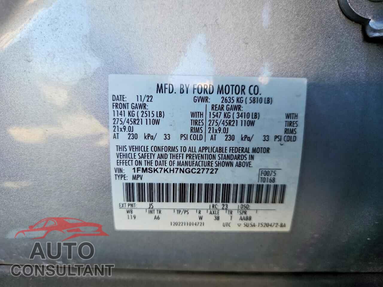 FORD EXPLORER 2022 - 1FMSK7KH7NGC27727
