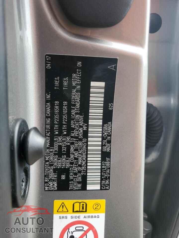 LEXUS RX 2017 - 2T2BZMCA8HC094510