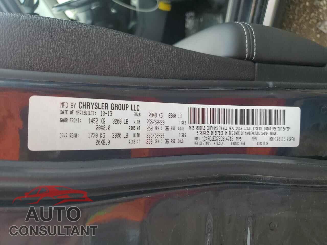 DODGE DURANGO 2014 - 1C4RDJEG7EC314712