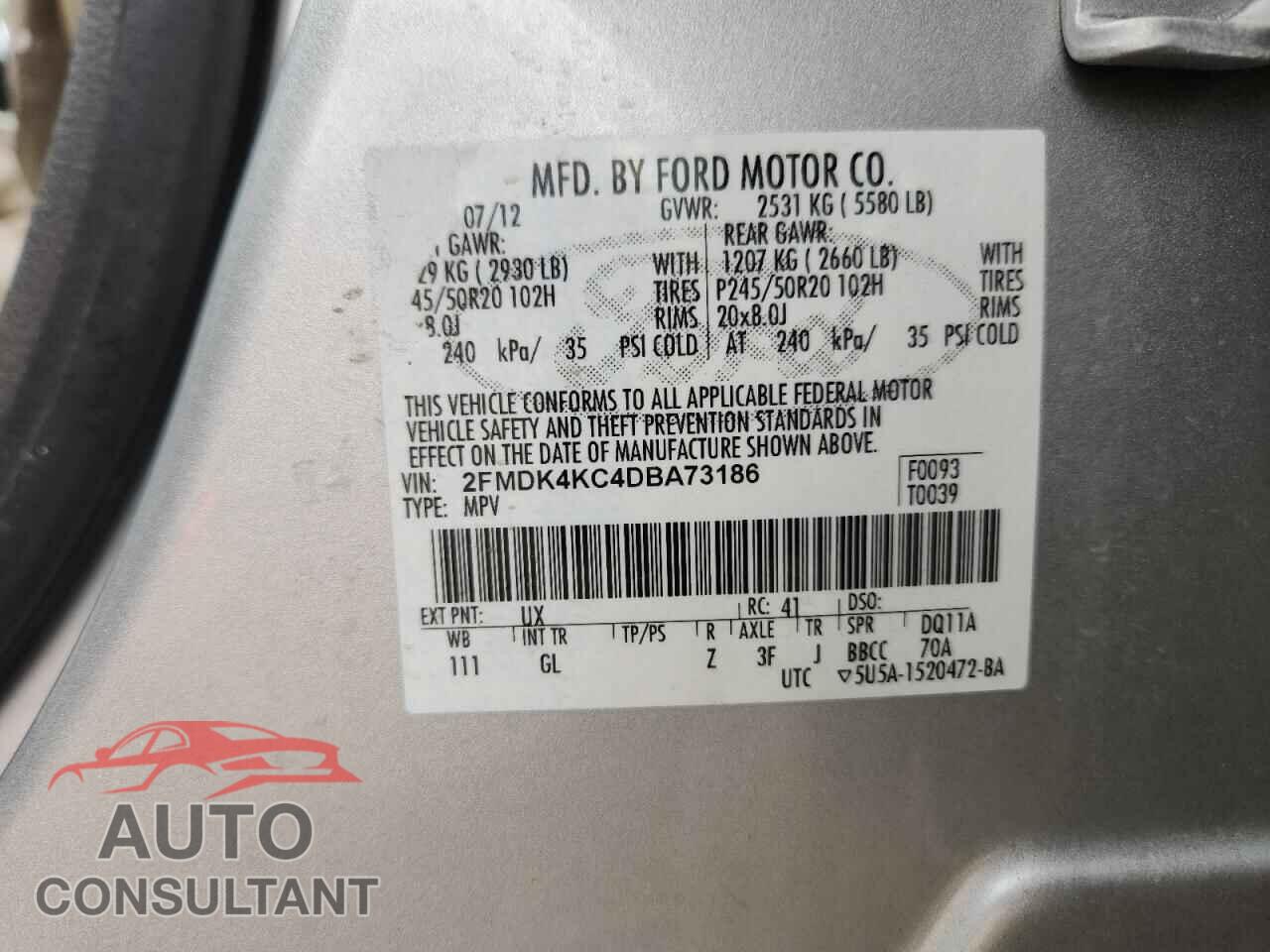 FORD EDGE 2013 - 2FMDK4KC4DBA73186